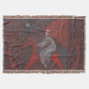 Couverture "Cheval Rouge", femme gingembre, art folklorique,