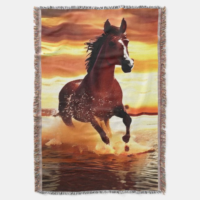Couverture Cheval Sauvage À Travers Le Surf Bordé (devant Vertical)