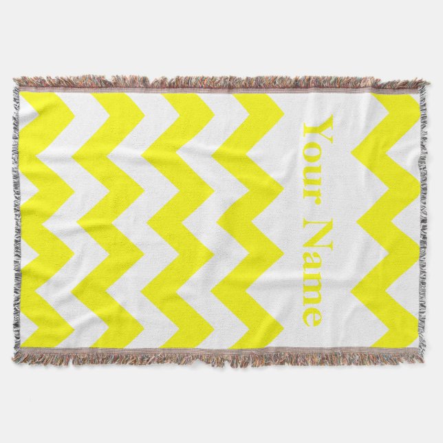 Couverture Chevron jaune gras avec nom personnalisé (Devant)