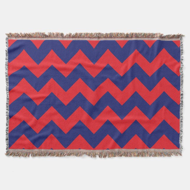 Couverture Chevron | Marine bleu et rouge | N'importe quel ty (Devant)