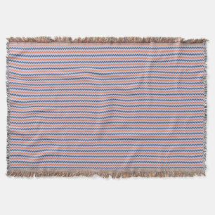 Couverture Chevron motif bleu foncé orange et lilas