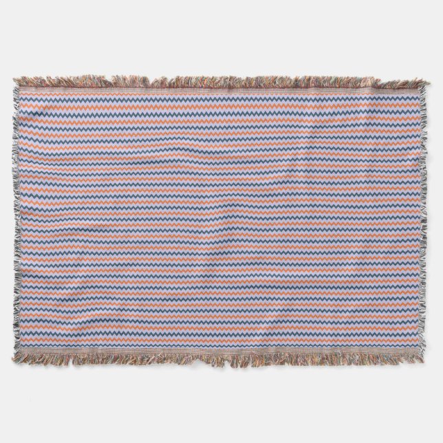 Couverture Chevron motif bleu foncé orange et lilas (Devant)