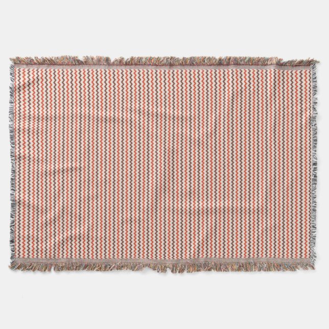 Couverture Chevron motif chaud rouge brun sur rose pastel (Devant)