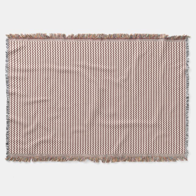 Couverture Chevron motif naturel brun chaud et rose pâle (Devant)