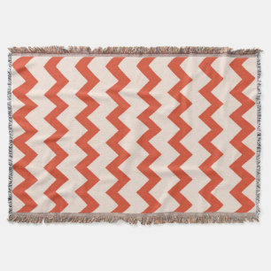 Couverture Chevron zigzag design naturel rouge rose