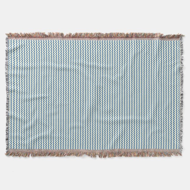 Couverture Chevron zigzag motif denim bleu deux tons crème (Devant)