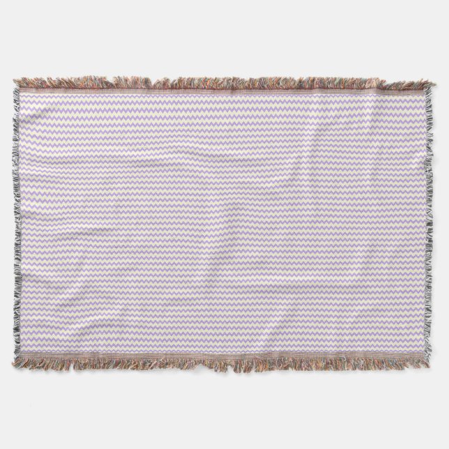 Couverture Chevron zigzag motif lilas violet crème (Devant)