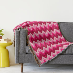 Couverture Chevrons et points - bordeaux et roses