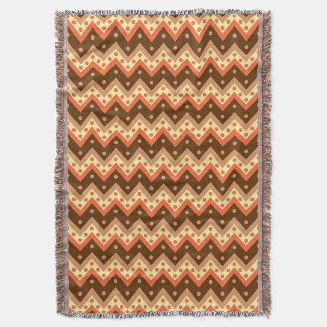 Couverture Chevrons et points - brun et rouille (devant Vertical)