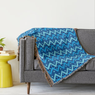 Couverture Chevrons et points - nuances bleu ciel