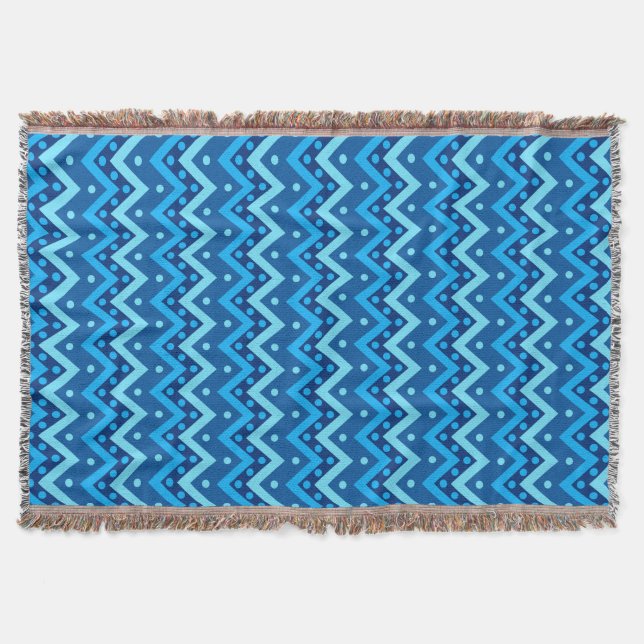 Couverture Chevrons et points - nuances bleu ciel (Devant)