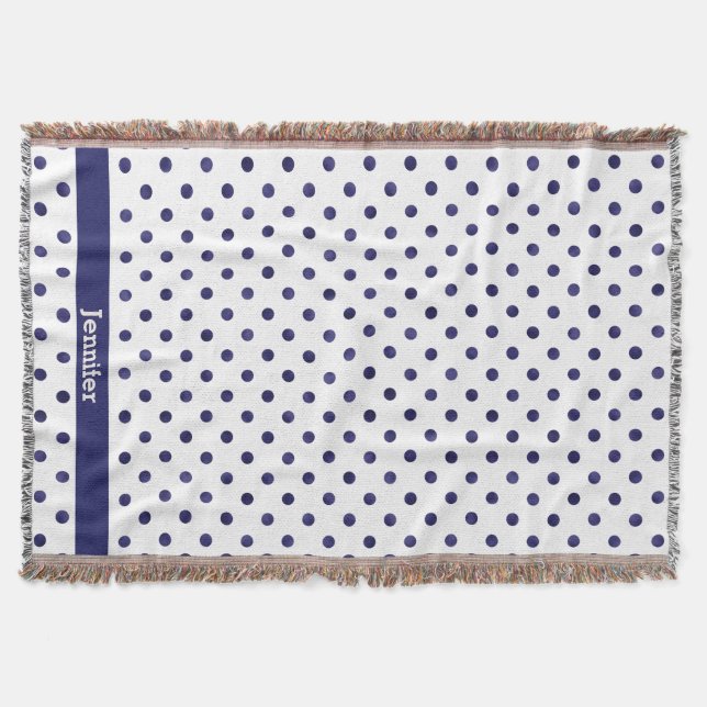 Couverture Chic bleu et blanc motif monogramme (Devant)