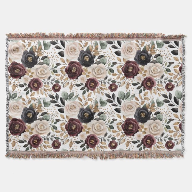 Couverture Chic Burgundy Cream Floral   (Devant)