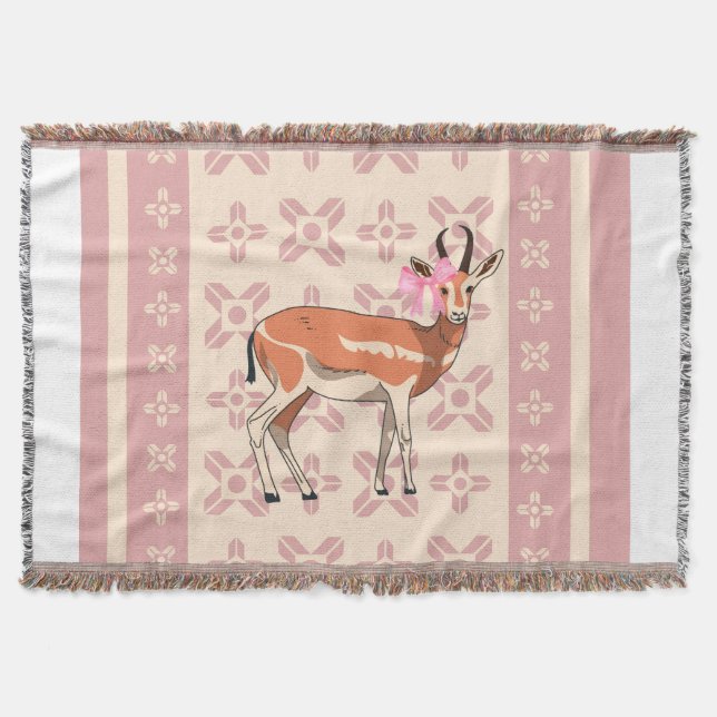 Couverture Chic Pink Noël à motif de biche  (Devant)
