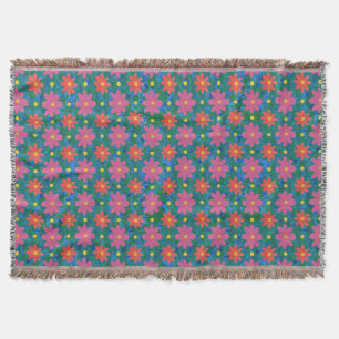 Couverture Chic Rangoli Fleurs et Pois Jetons Blanket