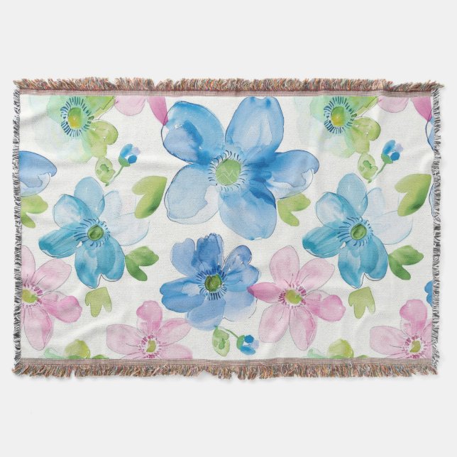 Couverture Chic rose bleu bleu floral (Devant)