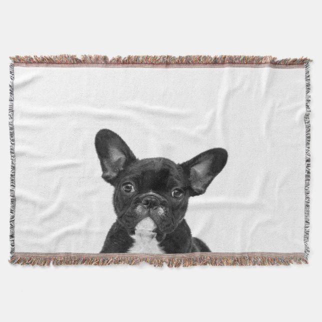 Couverture Chien adorable | Black French Bulldog Face (Devant)
