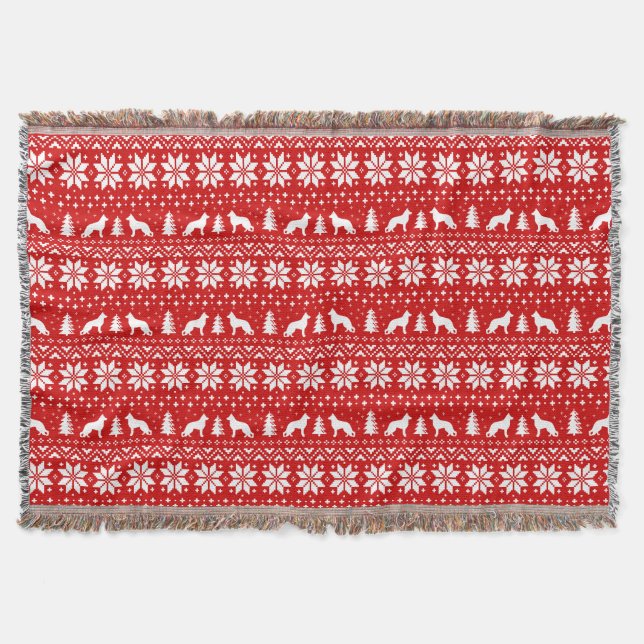 Couverture Chien allemand Silhouettes Motif de Noël (Devant)