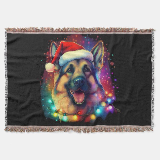 Couverture Chien berger allemand de Noël avec chapeau de Père (Devant)