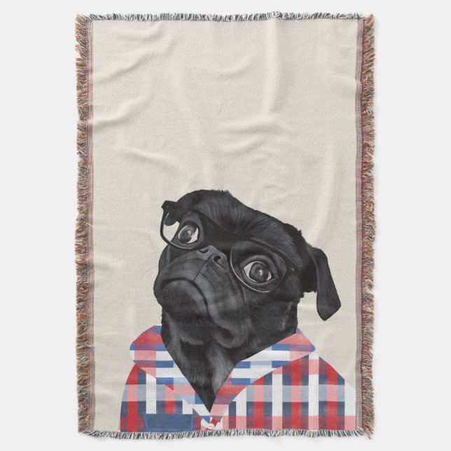 Couverture Chien De Carlin Noir Avec Lunettes Et Chemise (devant Vertical)