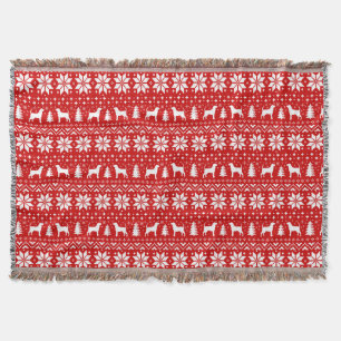 Couverture Chien de Noël Silhouettes Motif de Noël Rouge