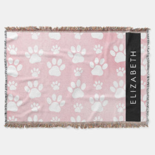Couverture Chien Paws, White Paws, Aquarelles roses, Votre No