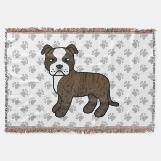 Couverture Chien Staffordshire Bull Terrier Bringé Et Blanc (Devant)