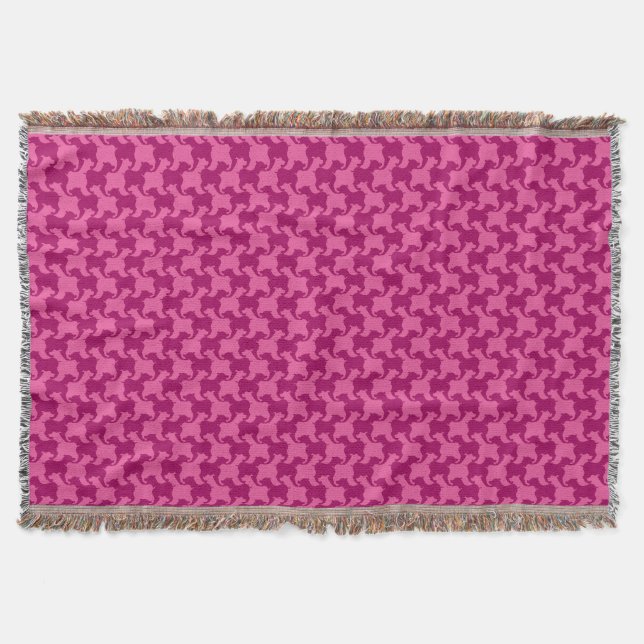 Couverture Chiens roses Houndstooth Choisir Couleur Jeter la  (Devant)