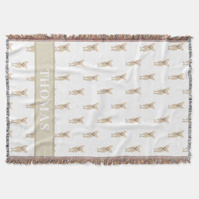 Couverture Chihuahua personnalisé (poil court, fauve clair) (Devant)