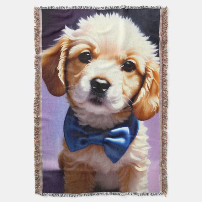 Couverture Chiot souple adorable avec jolie Cravate de Bow bl (devant Vertical)
