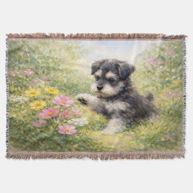 Couverture Chiots Schnauzer Fleurs de printemps (Devant)