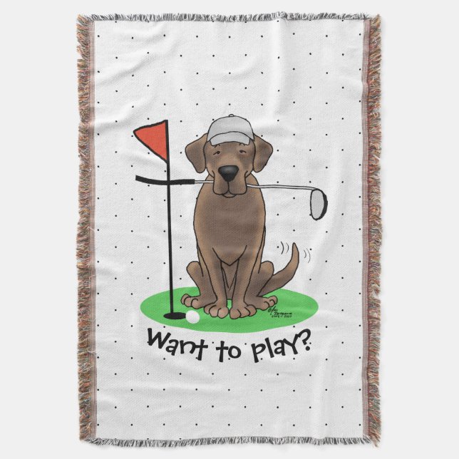 Couverture Chocolat de golf Labrador Retriever Dog - Drôle (devant Vertical)