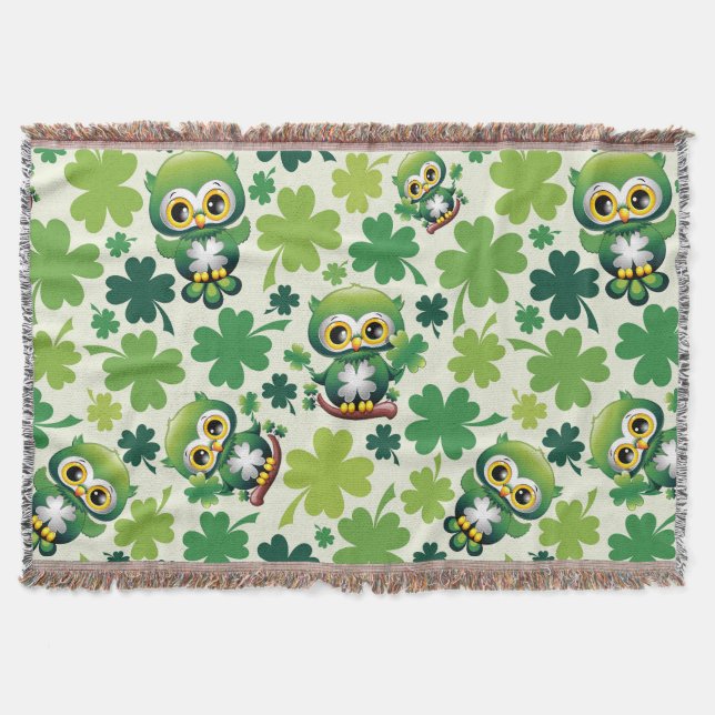 Couverture Chouette Bébé Mignon St Patrick Dessin Animé (Devant)