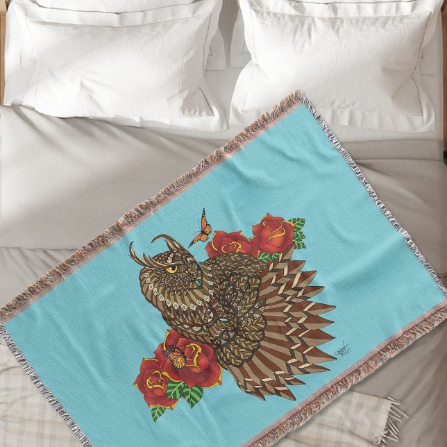 Couverture Chouette des Roses rouges bleu (Créateur téléchargé)