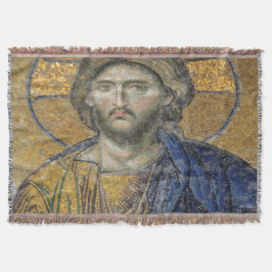 Couverture Christ Pantocrator Mosaïque Iconique Religieux Rom