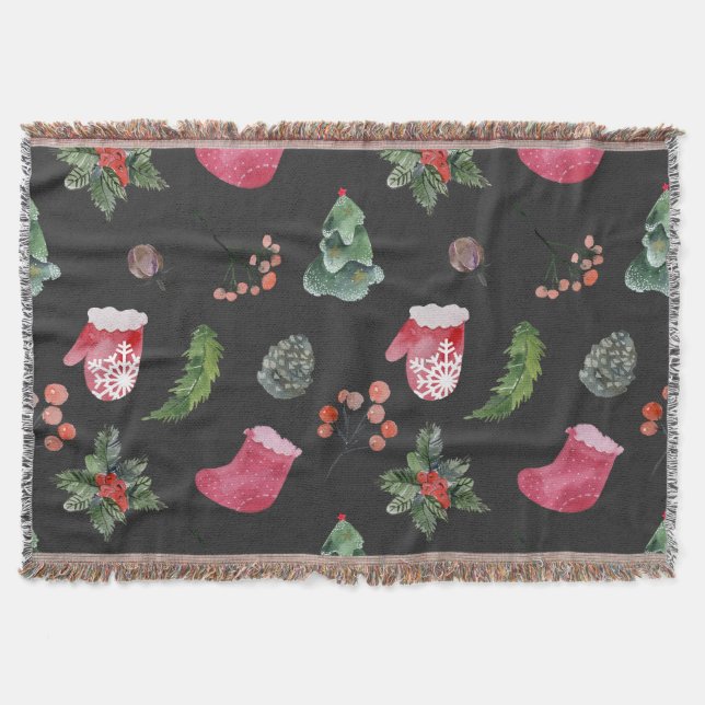 Couverture Christmas Reindeer : Aquarelle Motif sans couture (Devant)