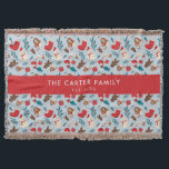 Couverture Christmas Winter Snowman Custom Nom de famille<br><div class="desc">Couverture de Noël personnalisée. Ajoutez votre propre nom de famille et l'année où votre famille est établie. Conçu et illustré avec amour par Kristine Lee www.kristineleedesigns.com</div>