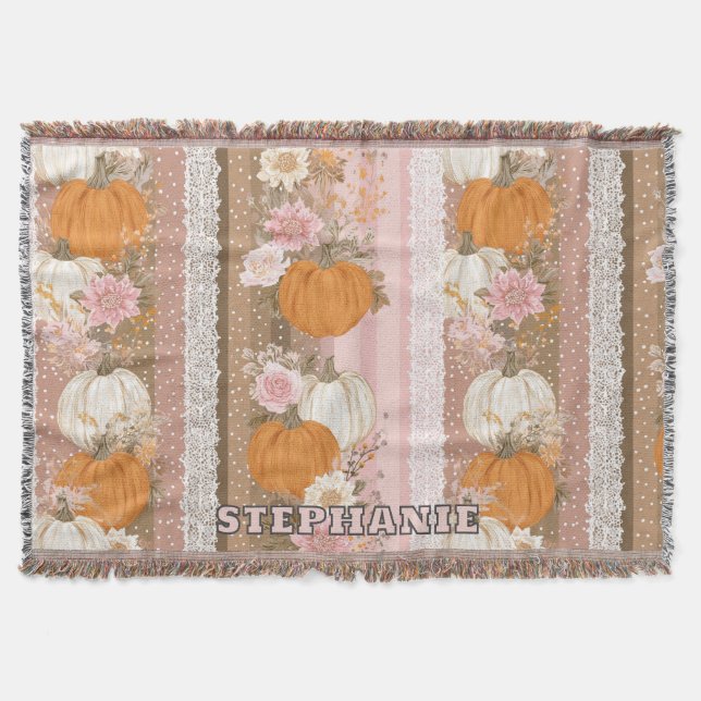 Couverture Citrouilles d'automne et motif sans couture de den (Devant)