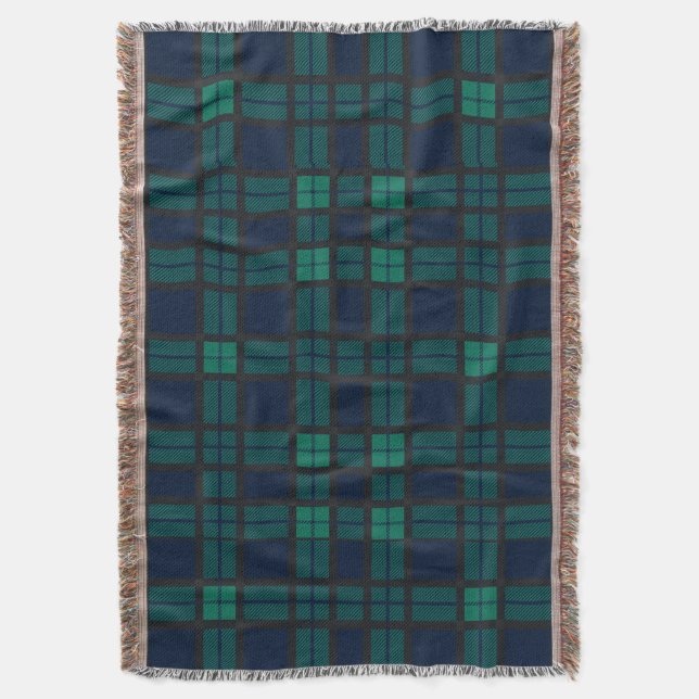 Couverture Clan Black Watch Tartan Plaid Blue Green Check (devant Vertical)