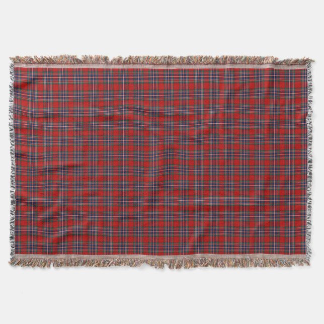 Couverture Clan MacFarlane Tartan Rouge et bleu écossais Plai (Devant)