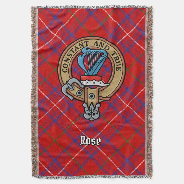 Couverture Clan Rose Crête sur Tartan (devant Vertical)