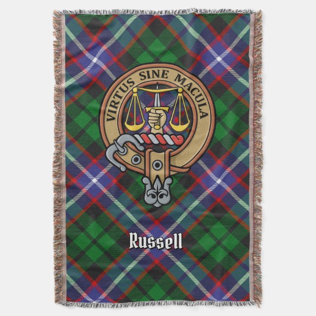 Couverture Clan Russell Crête sur Tartan (devant Vertical)
