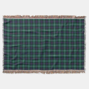 Couverture Clan tartan écossais bleu-foncé et vert de