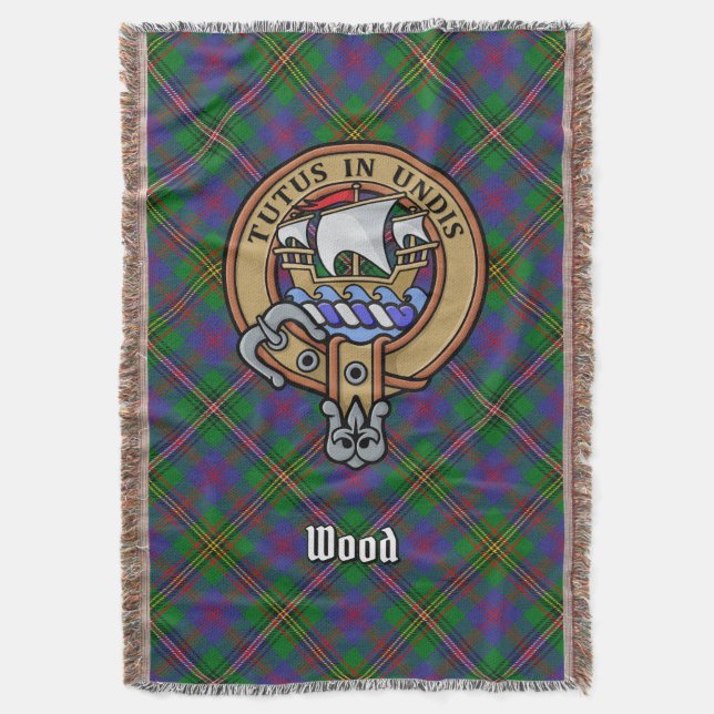 Couverture Clan Wood Crête sur Tartan (devant Vertical)