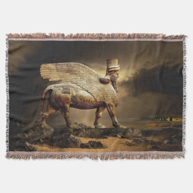 Couverture Classique Assyrien Lamassu Coton Thon Blanket (Devant)