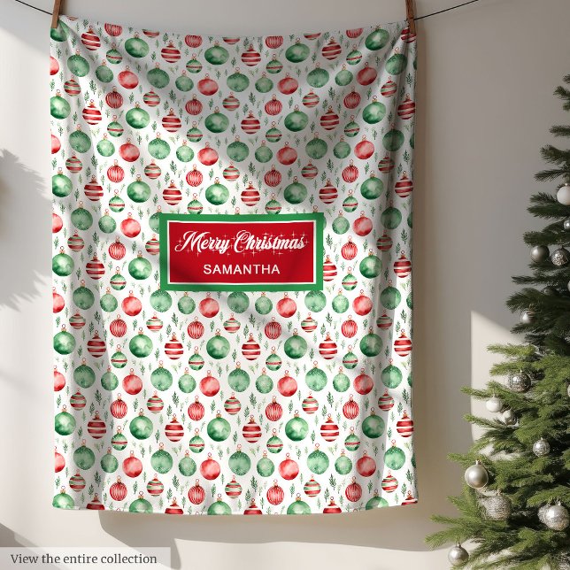 Couverture classique rouge et verte de baubles de  (Classic red and green Christmas baubles blanket)