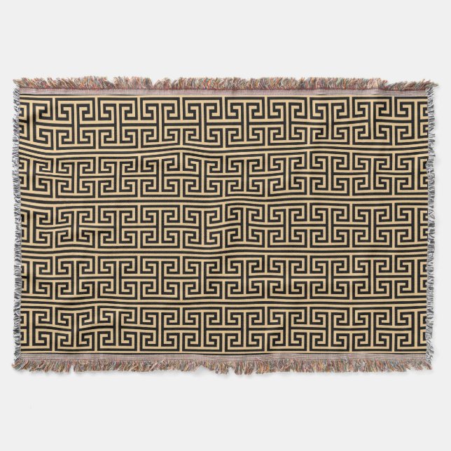 Couverture Clé Méandre Grecque Motif Carré H Marron (Devant)