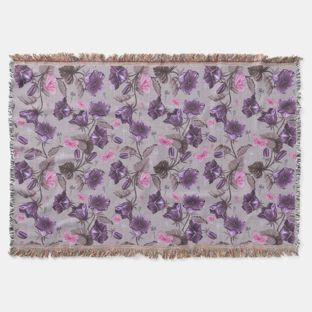 Couverture cloches de main violettes et motif de papillons (Devant)