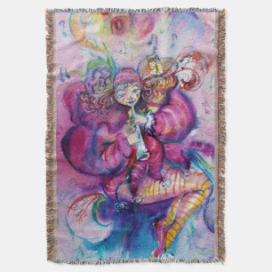 COUVERTURE CLOWN ROSE MUSICAL AVEC HIBOU