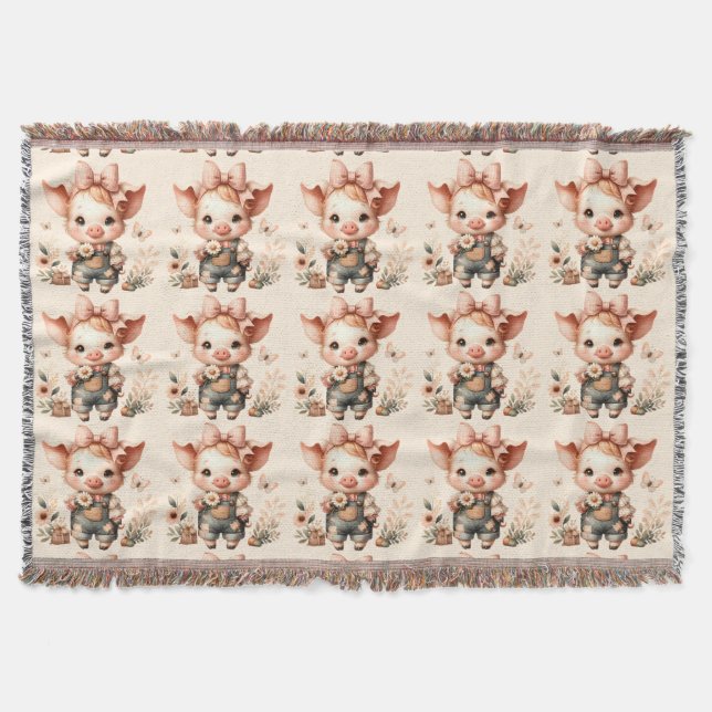 Couverture Cochonnet Fantaisiste en Salopette Pastel Rose (Devant)